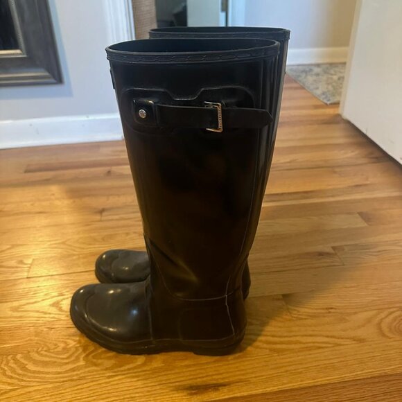 Black Patent Hunter Boots US 9 EU 40-41 - Picture 2 of 3